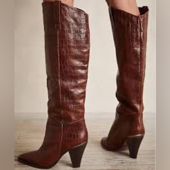 FREE PEOPLE Stevie Boot Womens Tall Leather Knee-High Boots NWT - Picture 3 of 6